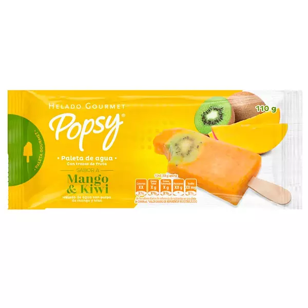 Paleta De Agua Mango & Kiwi Popsy X 110 Gr