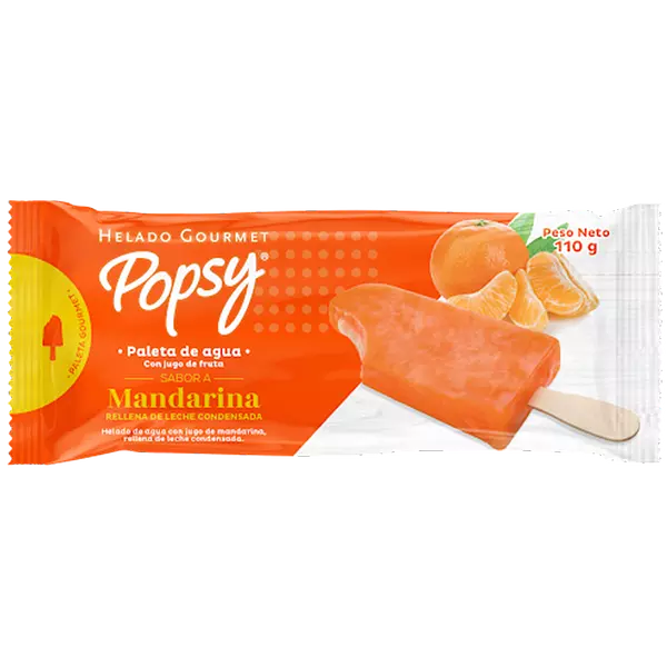 Paleta Popsy Agua Mandarina Gourmet X 110 Gr