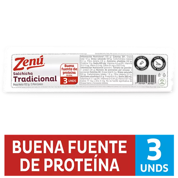 Salchicha Trad Zenu Tripack X102 Gr