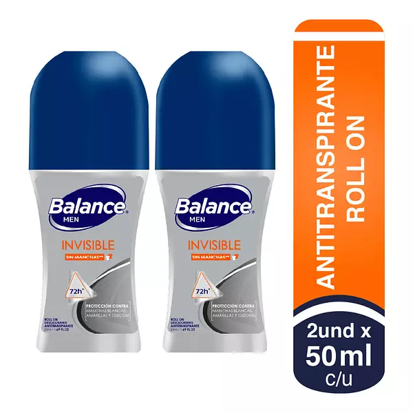 Desodorante Balance Roll On Men Invisible 50 Ml X2 Unds