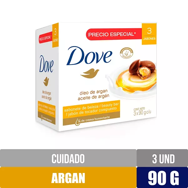 Jabon Dove Aceite De Argan 3 Unidades 90gr