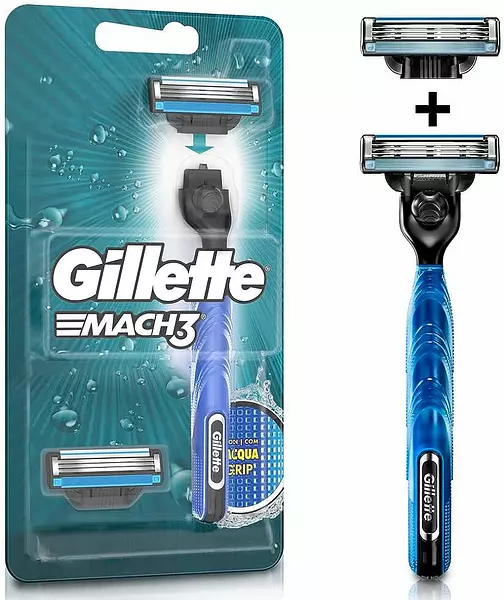 Maquina Gillette Mach3 Aquagrip + Repuesto X2 Unidades