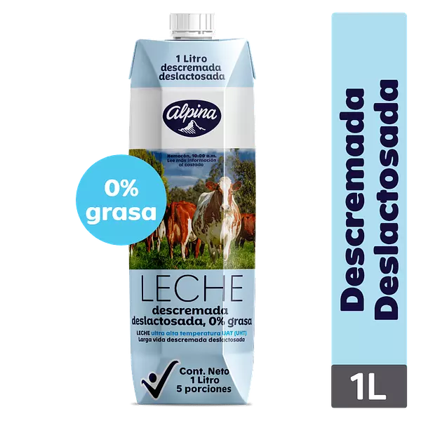 Leche Uht Alpina Deslactosada Descremada 1 Lt