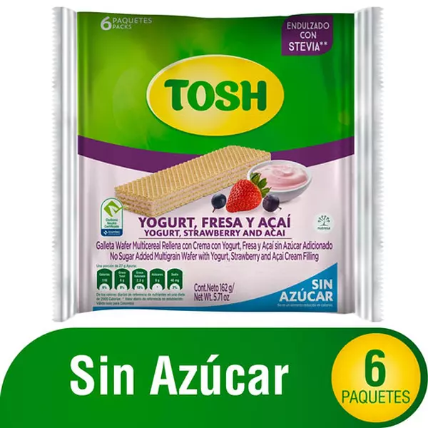 Galletas Tosh Yogurt Fresa Acaí 6 Unidades 162g