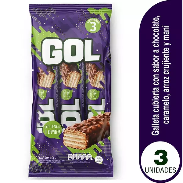 Galleta Gol Chocolate 3 Unidades X93gr