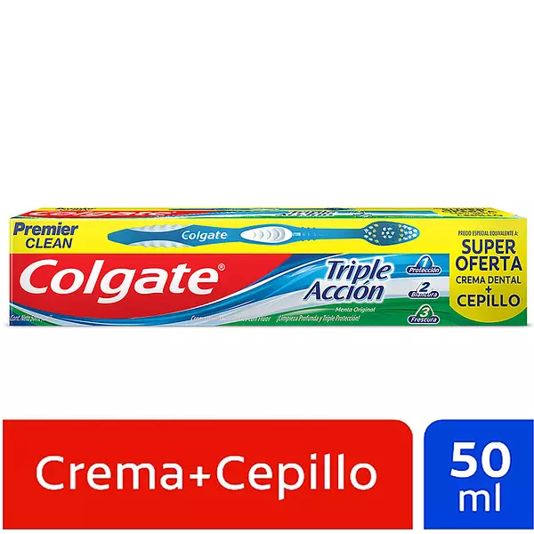 Crema Dental Colgate Triple Acción 50ml + Cepillo Dental