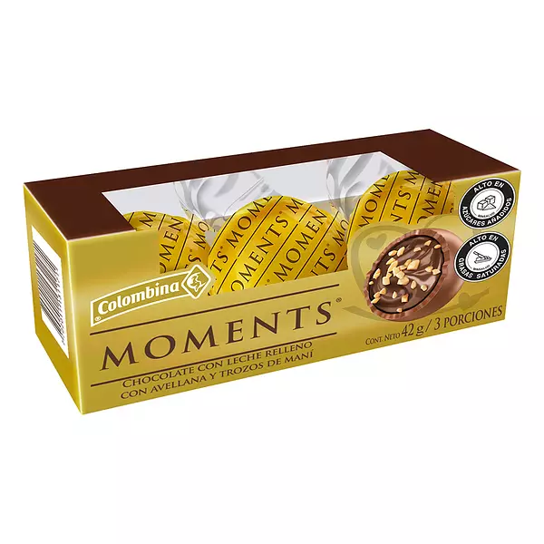 Chocolate Moments Relleno Crema Avellana Y Maní X42g