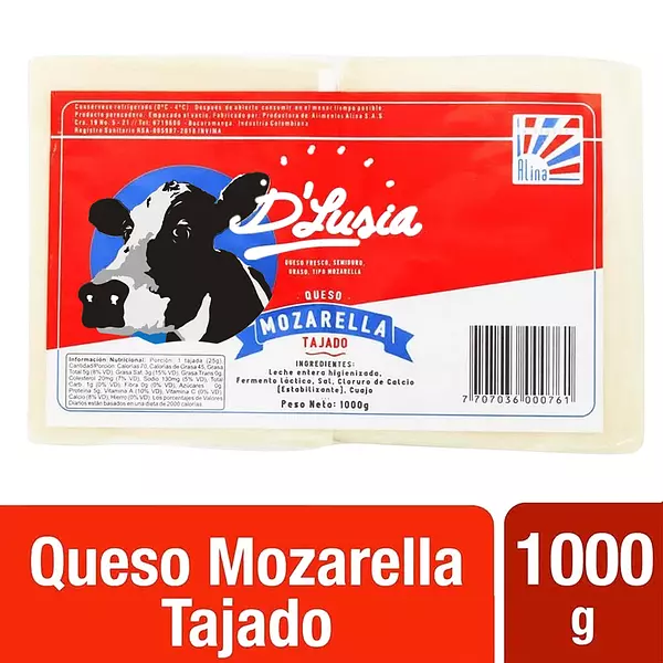 Queso Mozarella Tajadod Lusia X 1000gr