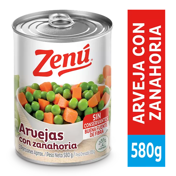 Arvejas Zenú Con Zanahoria 580gr