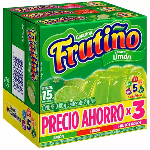 Gelatina Frutiño Limón, Fresa Y Frutos Rojos X35g C/U