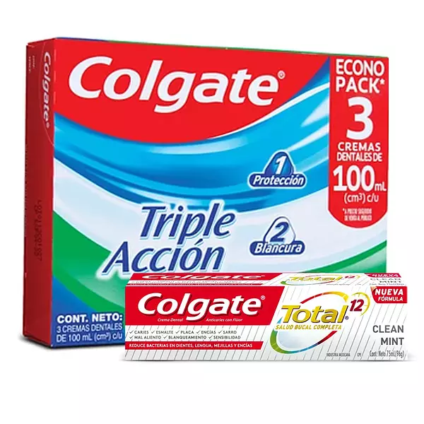 Crema Colgate Triple Acción 3 Unidades 100ml + Crema 75ml