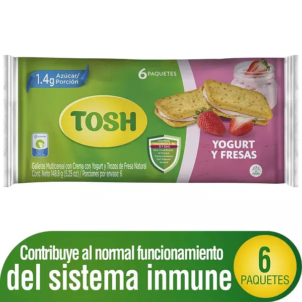 Galleta Tosh Yogurt Y Fresas 148,8 G X6 Unds