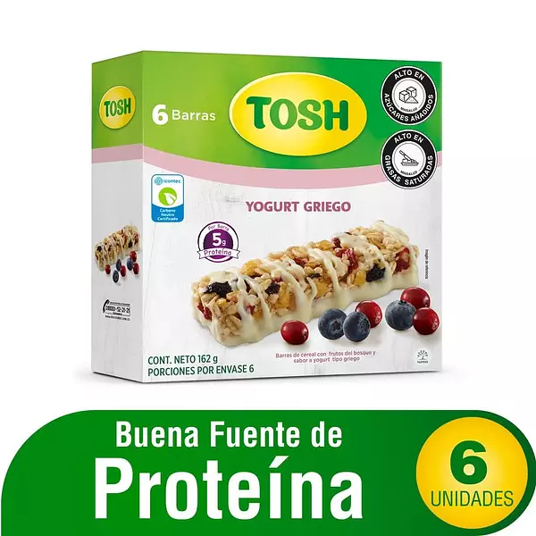 Cereal Tosh Barra Yogurt Proteína 27gr X6 Unidades