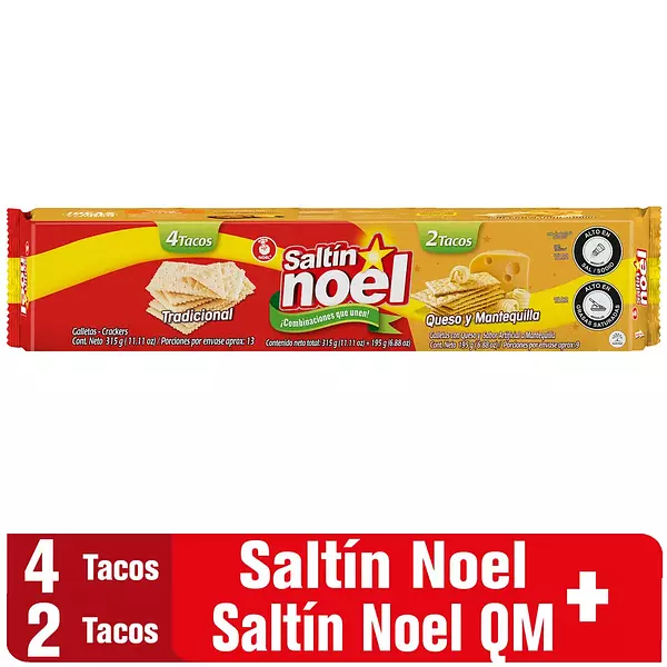 Galleta Saltín Noel Mix X4 Rojo + 2 Queso Mantequilla 525 Gr