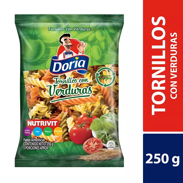 Pasta Doria Tornillo Verduras 250 Gr