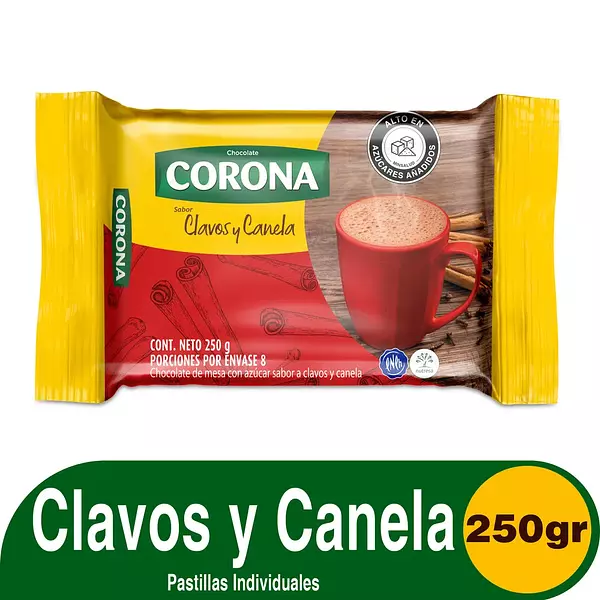 Chocolate Corona Clavos Y Canela X 8 Pastillas 250 Gr