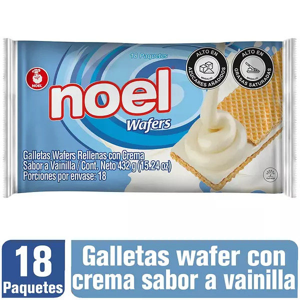 Galletas Wafer Noel Vainilla X 18 Paquetes 432 Gr