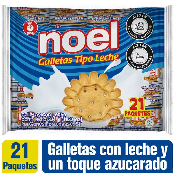 Galletas Noel Tipo Leche X 21 Paquetes 321gr