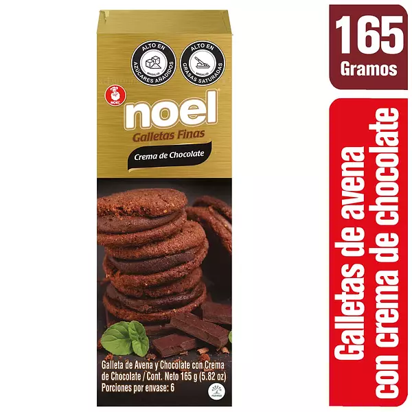 Galletas Noel Avena Y Chocolate Con Crema De Chocolate 165 G