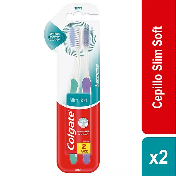 Colgate Cepillo Dental Slim Soft Suave 2 Unidades