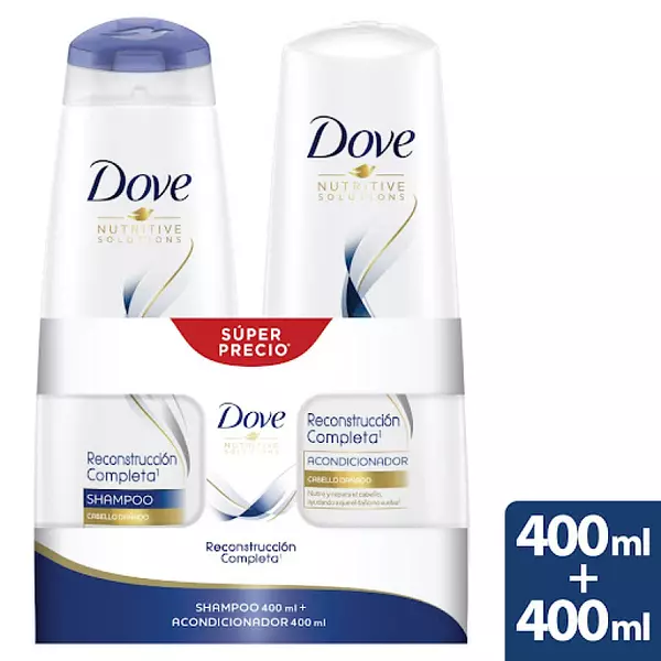 Shampoo Dove Reconstrucción X400ml + Acondicionador X400ml