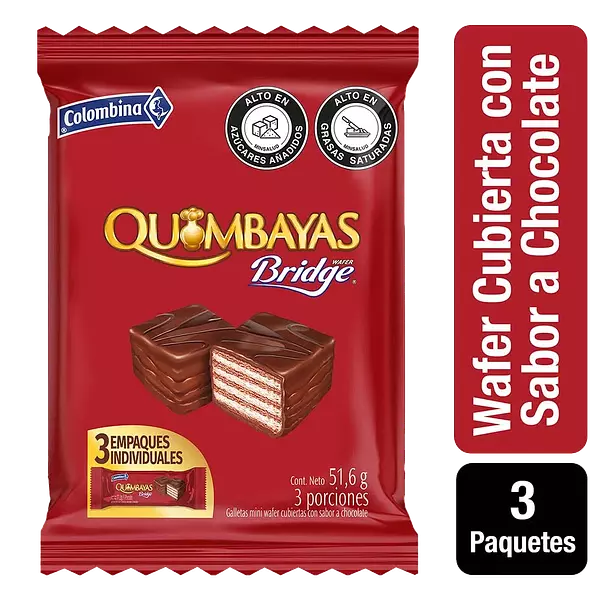 Galletas Quimbayas Chocolate Paquetes 3 Unidades X51,6g