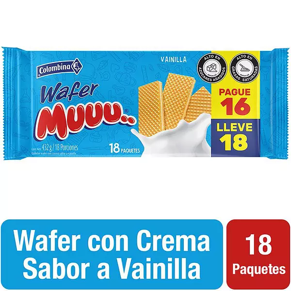 Galletas Wafer Muuu Vainilla Pague16 Lleve18 X432g