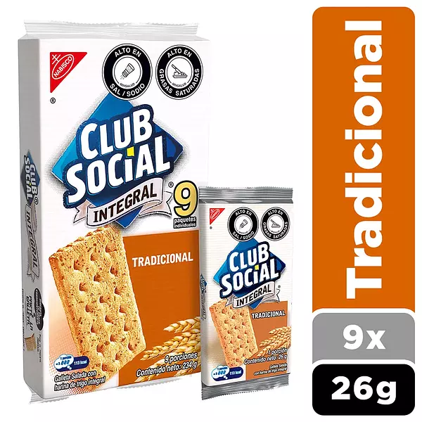 Galletas Club Social Integral 9 Unidades X234g