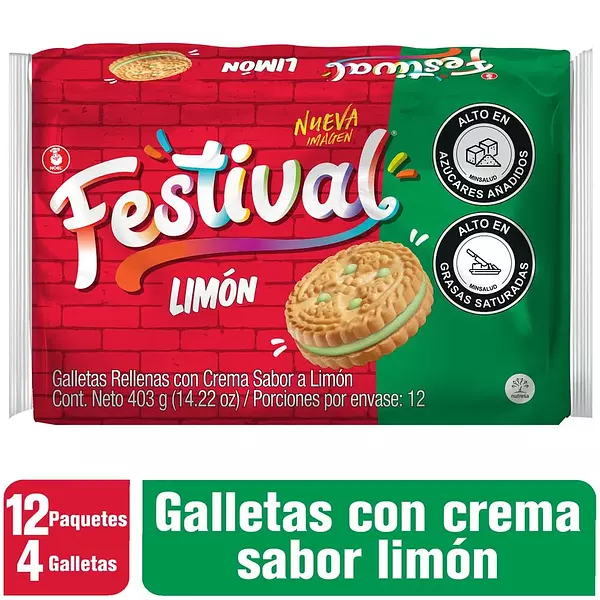 Galletas Festival Limón 12 Paquetes X403g