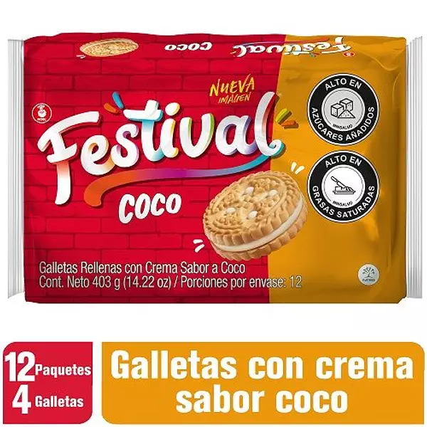 Galletas Festival Coco 12 Paquetes X403g