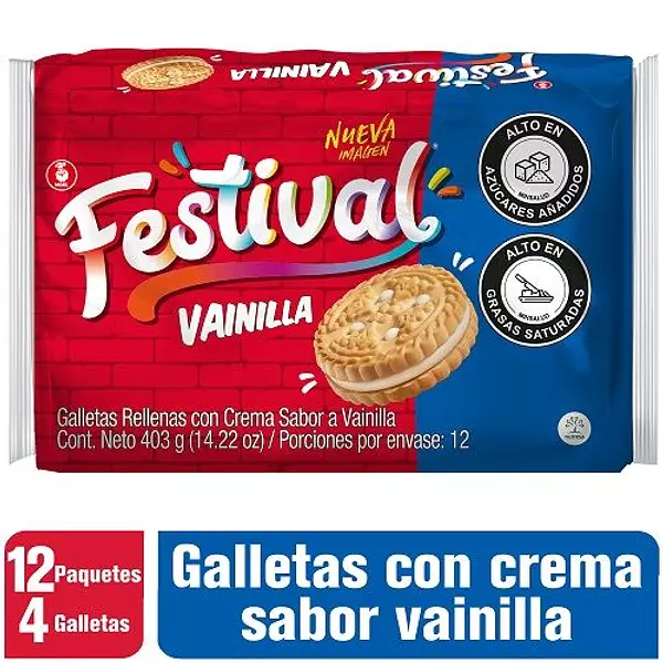 Galletas Festival Vainilla 12 Paquetes X403g