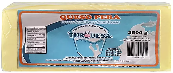 Queso Turquesa Pera Entero Bloque X 2500 Gr