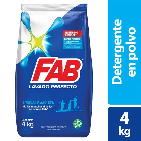 Detergente En Polvo Fab Floral 4 Kg