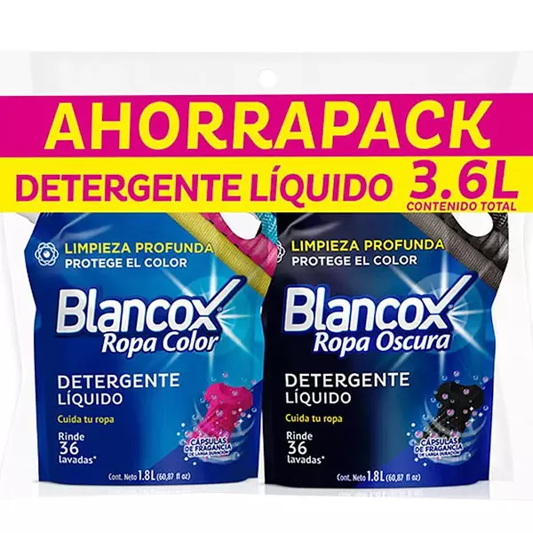 Detergente Blancox Líquido + Ropa Oscura X1800ml C/U