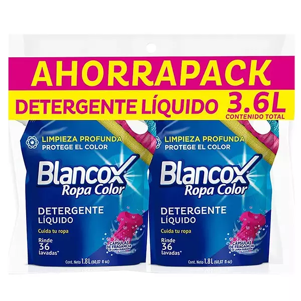 Detergente Liquido Blancox Ropa Color 2 Unidades X1.8l