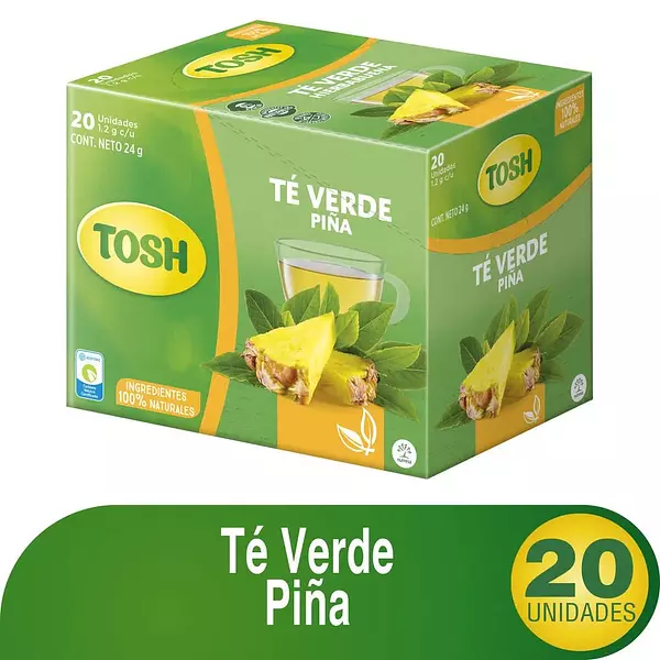 Té Tosh Verde Piña Sobre 20 Unds X 24g