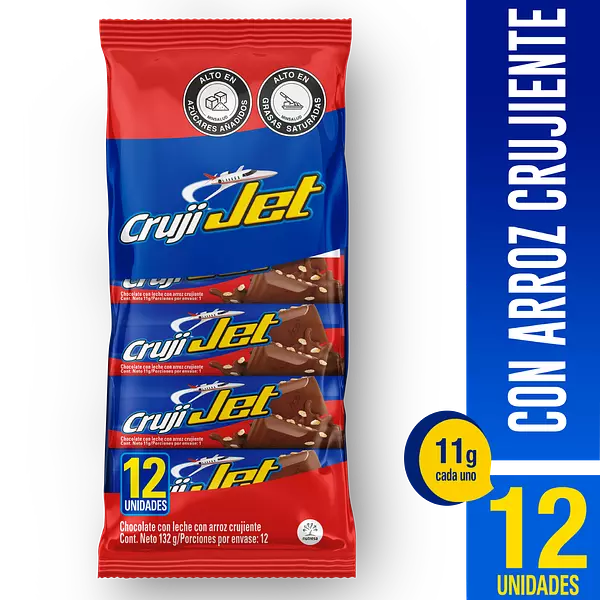 Chocolatina Jet Cruji 12 Unidades 132g