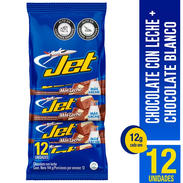 Chocolatina Con Leche Jet 12 Unidades 144g