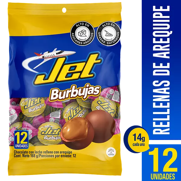 Chocolate Jet Burbujas 12 Unidades 168g