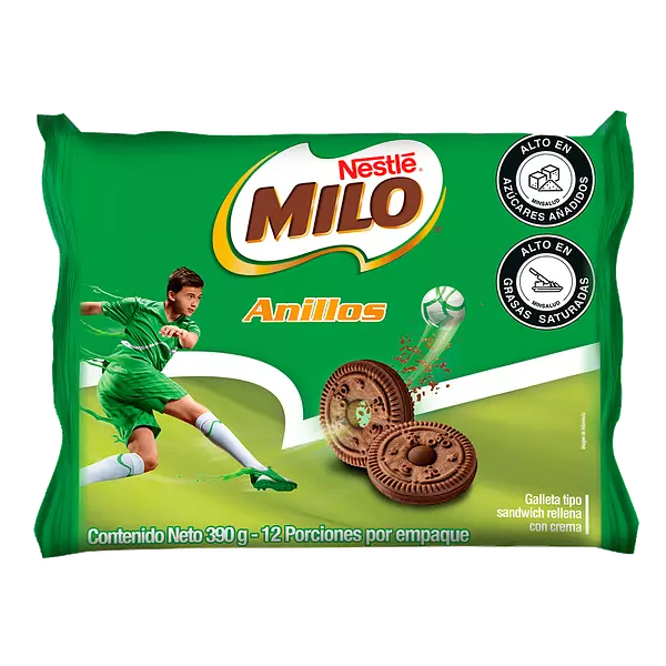 Galleta Milo Anillos Sándwich 12 Unidades 390g