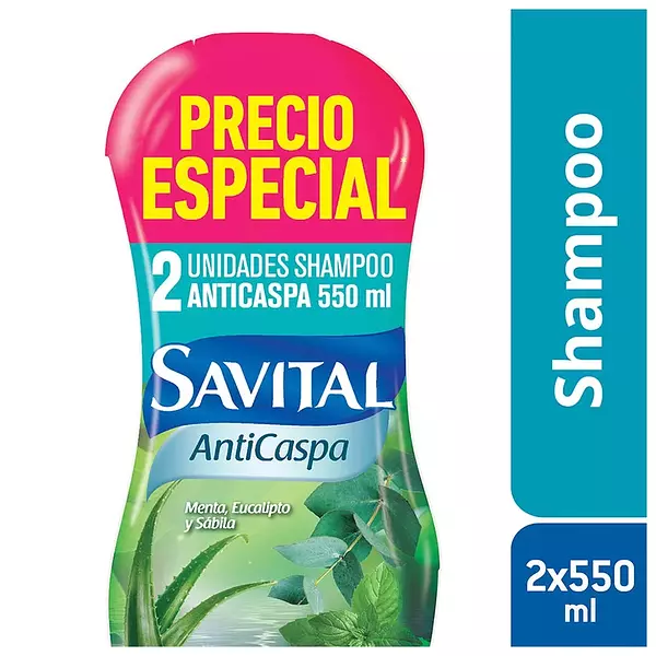 Shampoo Savital Anticaspa 2 Unidades 550ml C/U