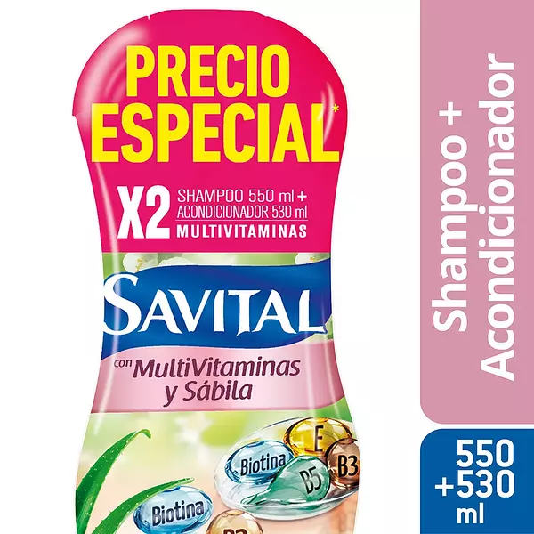 Shampoo Savital Multivitaminas 550ml+ Acondicionador 530ml