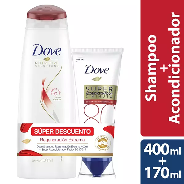 Shampo Dove Regeneración 400ml + Acondicionador Dove 170ml