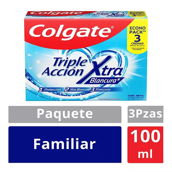 Crema Colgate Triple Acción Xtra Blancura 3 Unds 100ml C/U