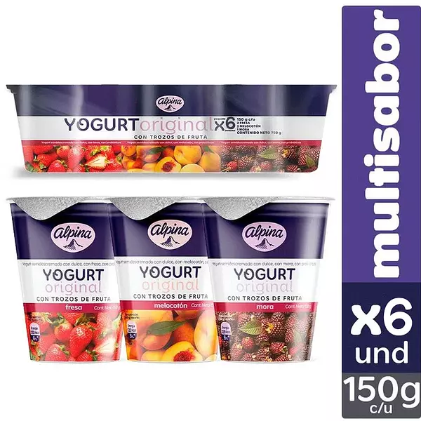 Yogurt Alpina Original Multisabor 6 Unidades X150g